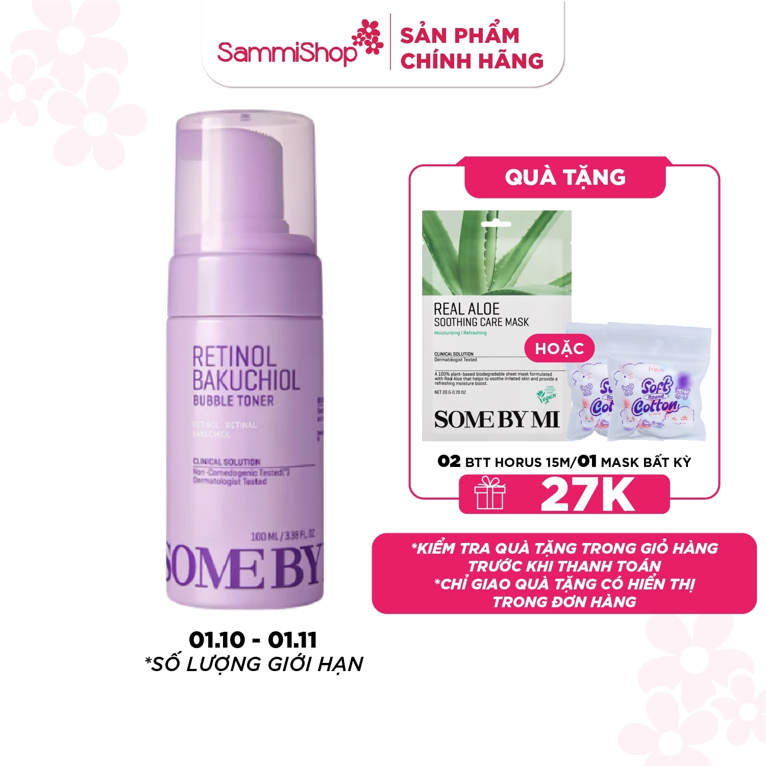 Some By Mi Nước hoa hồng Retinol Bakuchiol Bubble Toner 100ml 1