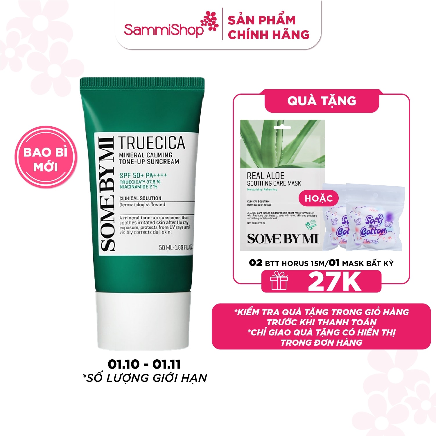 Some By Mi Kem chống nắng Truecica Mineral Calming Tone-up Suncream 50ml 1